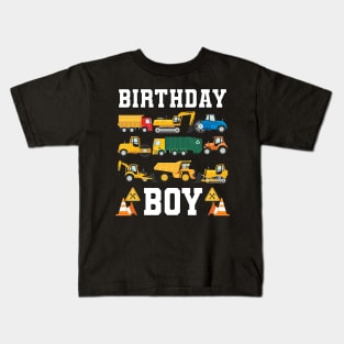 Birthday Boy Trucks Crew Construction Kids T-Shirt